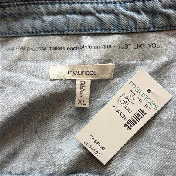 NWT Maurice’s Light Blue Denim Shirt Dress - Picture 2 of 12